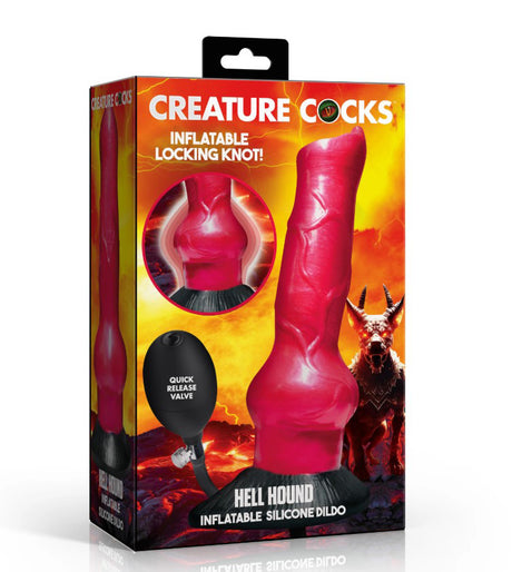 Hell Hound Inflatable Silicone Dildo - Red