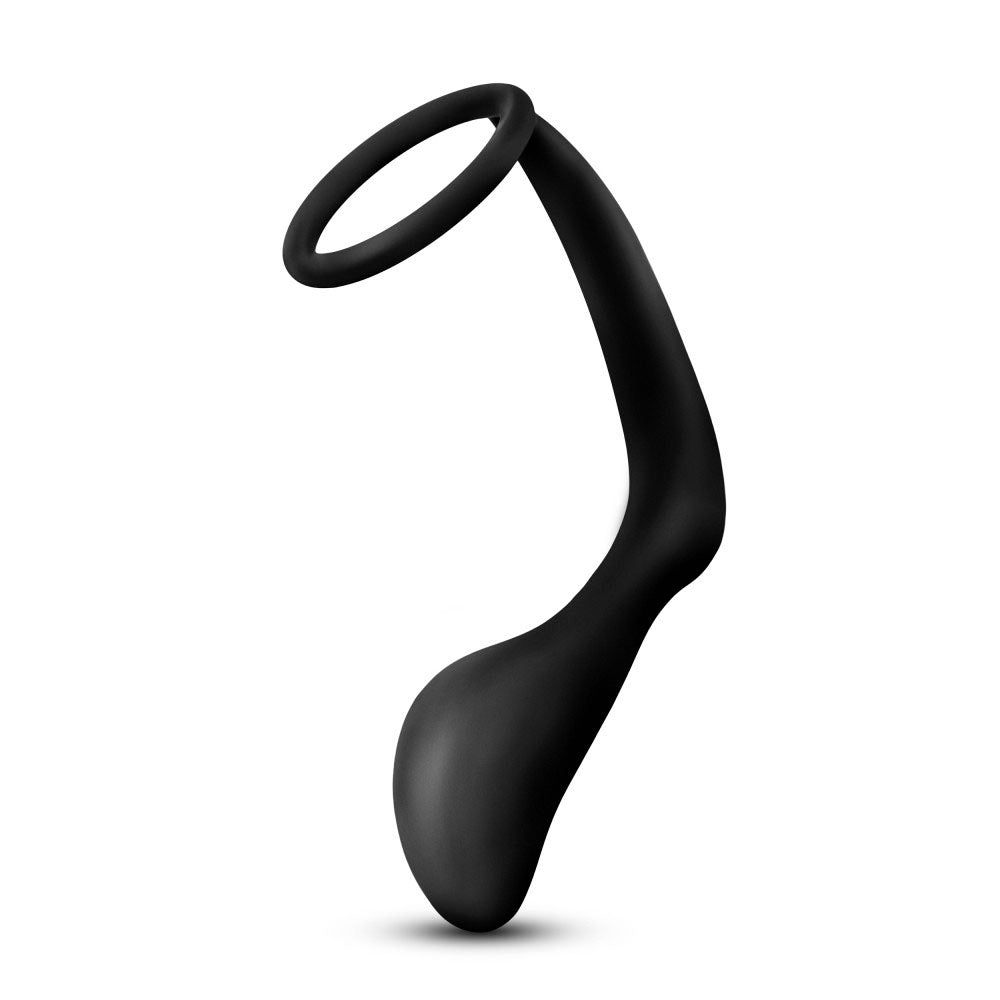 Anal Adventures - Platinum - Cock Ring Plug - Black by Blush