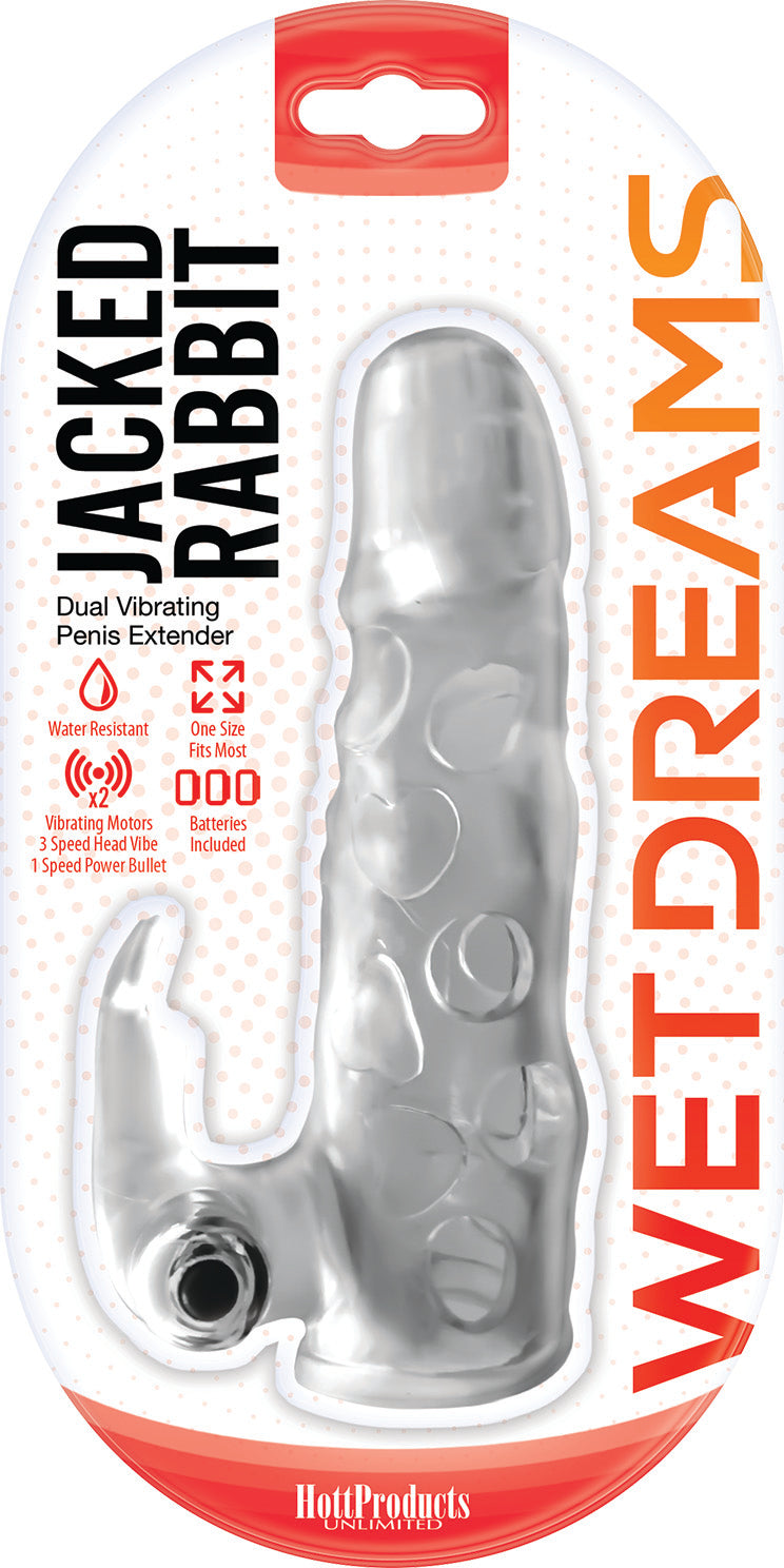 Hott Products Jack Rabbit Dual Vibrating Extender — Clear, 5" - HTP3307