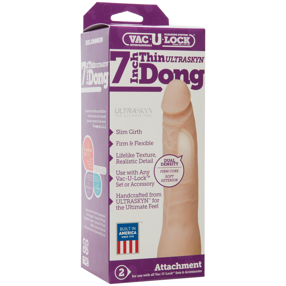 Vac-U-Lock 7-Inch Ultraskyn Thin Dong - Vanilla by Doc Johnson
