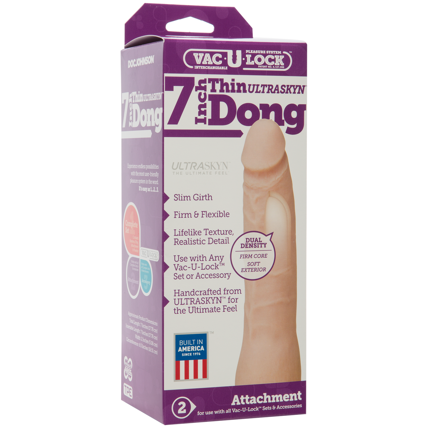 Vac-U-Lock 7-Inch Ultraskyn Thin Dong - Vanilla by Doc Johnson