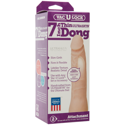 Vac-U-Lock 7-Inch Ultraskyn Thin Dong - Vanilla by Doc Johnson