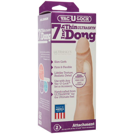 Vac-U-Lock 7-Inch Ultraskyn Thin Dong - Vanilla by Doc Johnson