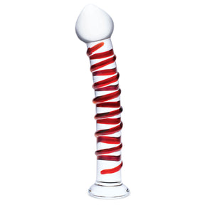 Last Lixxx 10" Mr. Swirly Glass Dildo — Red/Clear - GLAS-508