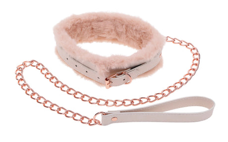 Sportsheets Peaches N Creame Fur Collar & Detachable Leash — Pink - SS09962