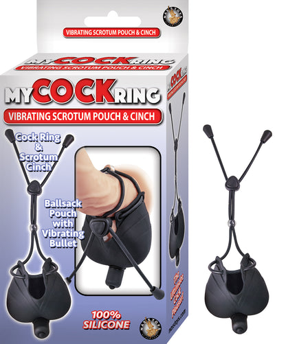 My Cock Ring Vibrating Scrotum Pouch & Cinch - Black by Nasstoys