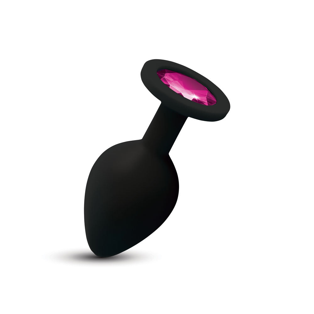 Viben Gemma Medium Black Silicone Anal Plug with Pink Gem - VB-CC9168