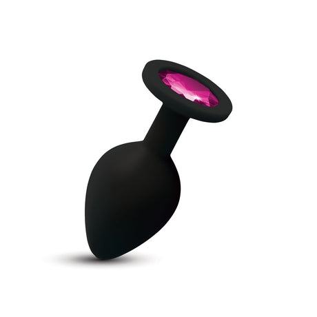 Viben Gemma Medium Black Silicone Anal Plug with Pink Gem - VB-CC9168
