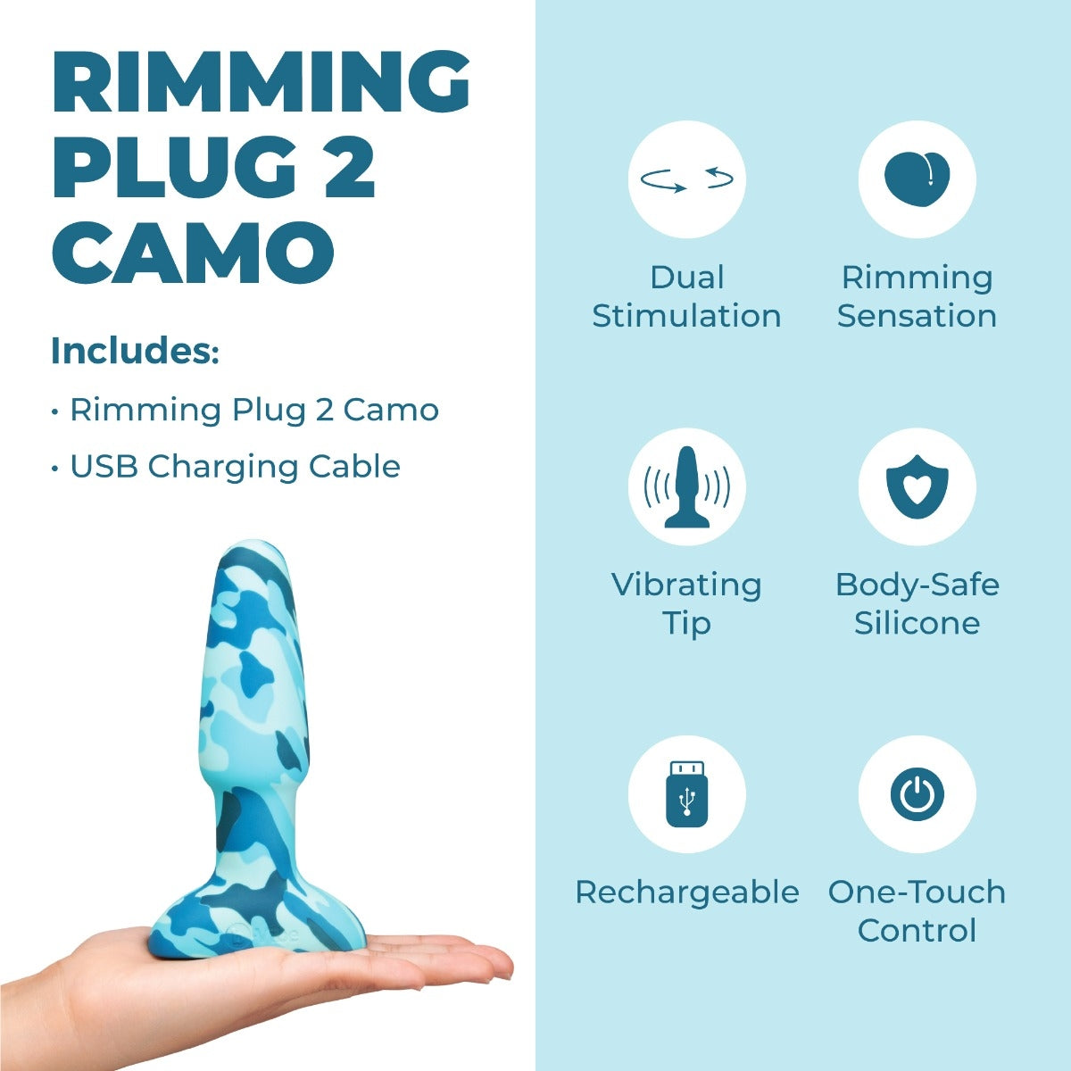 b-Vibe Rimming Plug 2 — Camo Rotating & Vibrating Plug - BV7902