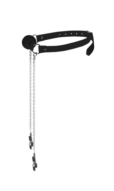 "Ball Gag W / Nipple Clamps - Black OU-OU151BLK"