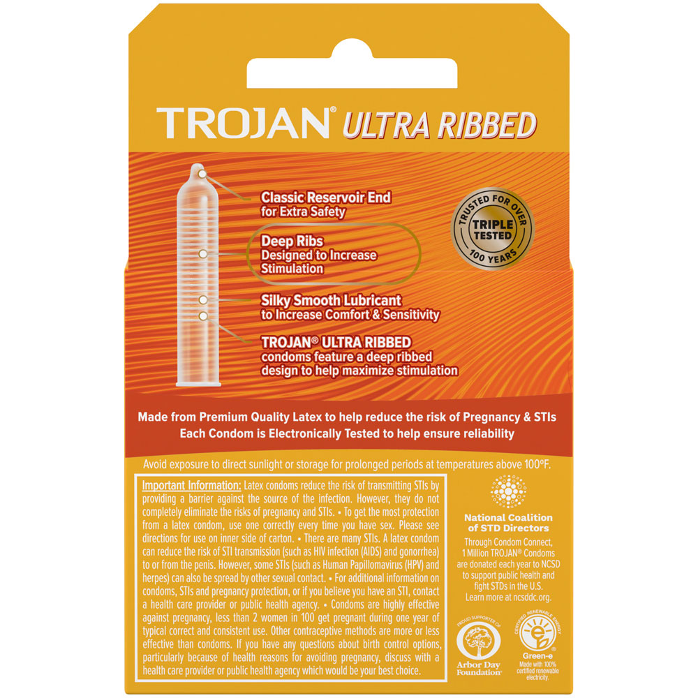 Trojan Stimulations Ultra Ribbed Lubricated Condoms - 3 Pack by Paradise Marketing