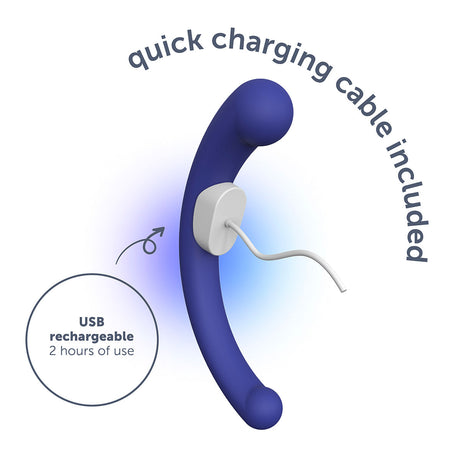 plusOne Dual Vibrating Arc Anal Massager, USB Rechargeable - PO6705