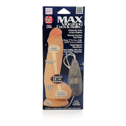 Max Vibrating Cock and Balls - Natural by CalExotics