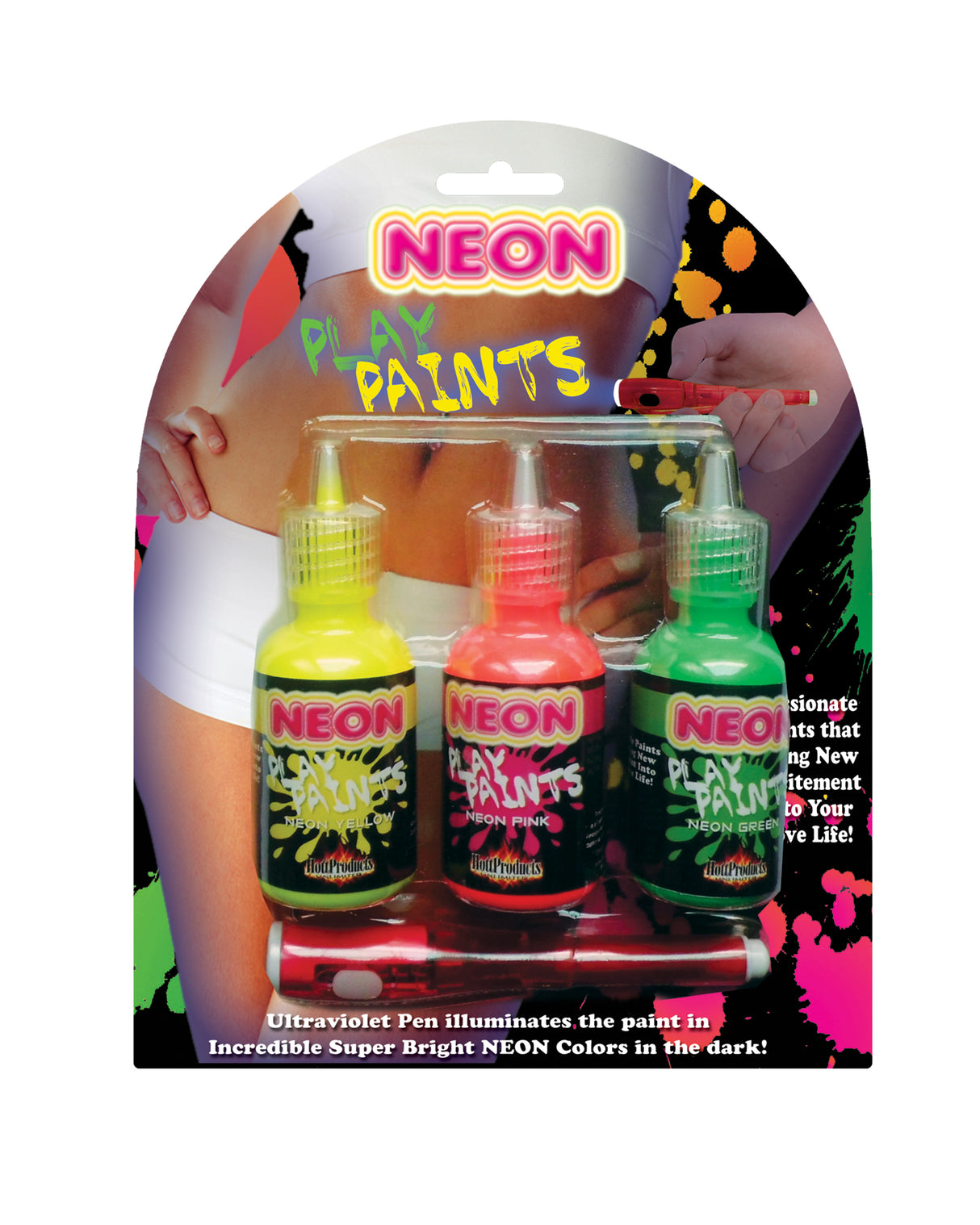 Hott Products Neon Play Paints — UV-Glow Assorted Body Paints - HTP2808