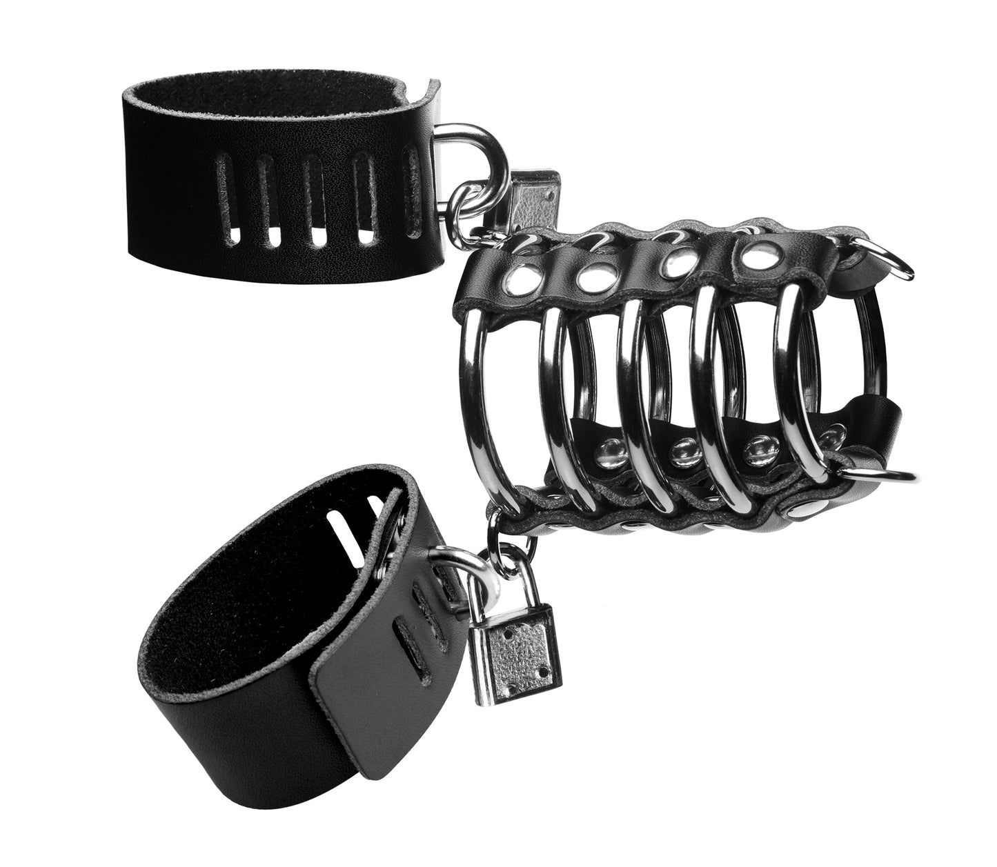5 Ring Chastity Device With Cock & Ball Strap by XR Brands