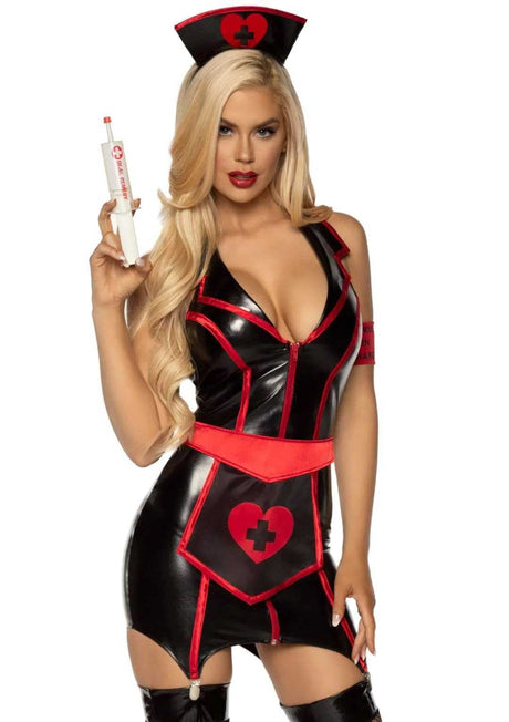 Leg Avenue Naughty Nurse Costume — X-Large (Black/Red) - LA-86926BLKXL