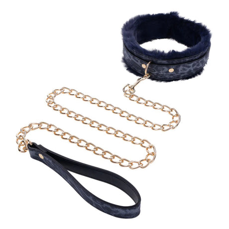 Sportsheets Cougar Fur Collar & Leash — 18.5cm Collar, 76.2cm Leash - SS09972