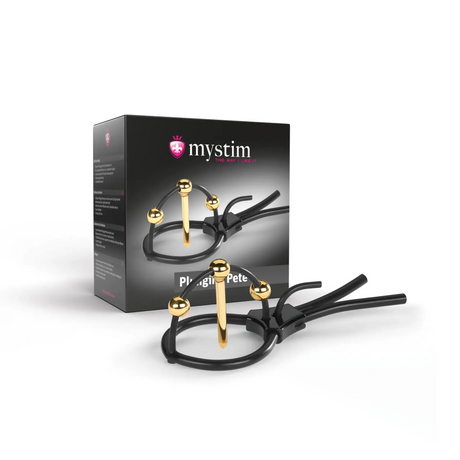Mystim Plunging Pete — E‑Stim Corona Straps with 24‑Carat Gold Urethral Sound - MY5874