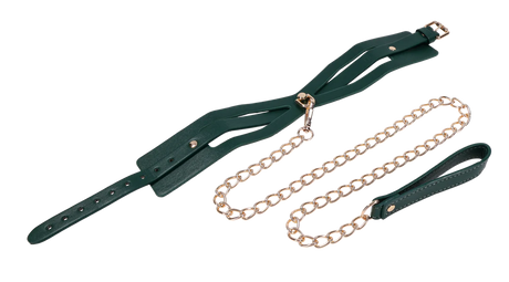 Sportsheets Indica Cutout Collar and Leash — Emerald, Adjustable Fit - SS10216
