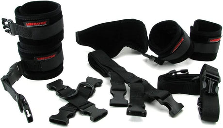 Liberator Bed Buckler Tether and Cuff Restraint Kit — Black Microfiber - L3273