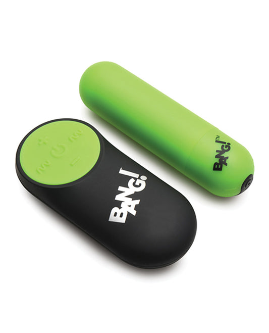 XR Brands Glow-in-the-Dark Bullet Vibrator with Remote, Green (3 in) - BNG-AH458