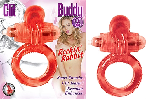 Nasstoys Clit Buddy 2 Vibrating Jelly Cock Ring — Red - NW2094-1