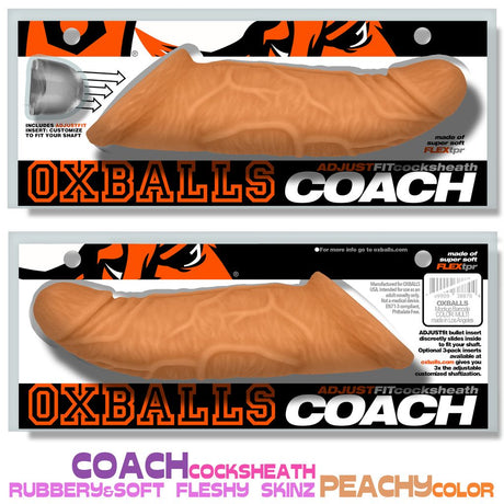 OXBALLS Coach Cocksheath Skinz Peachy Sheath, 8in - OX-3212-SZP