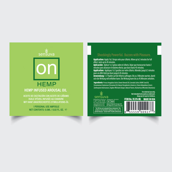 Sensuva ON Hemp Arousal Oil — Single-Use 0.05 ml Ampoule - SEN-VL176-ML
