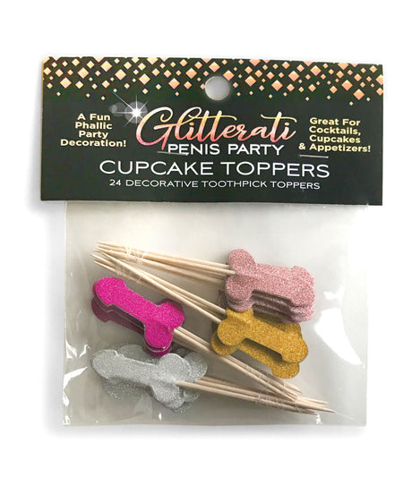 Little Genie Glitterati Penis Party Picks — 24 Pack - LG-CP1064
