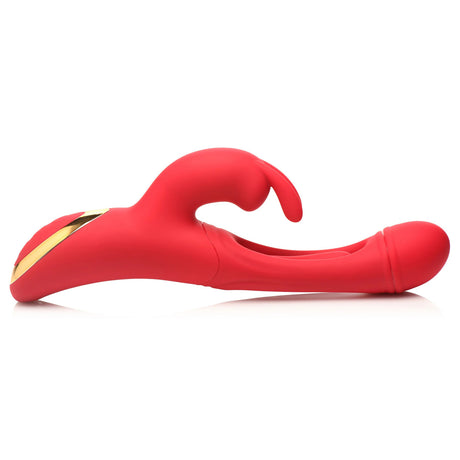 XR Brands Flick Flicking Silicone Rabbit Vibrator — Red (9.5") - INM-AH389