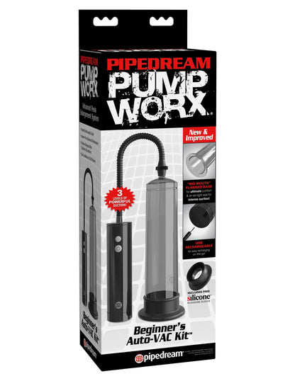 Pump Worx Beginners Rechargeable Auto Vac Kit - Smoke / Black by Pipedream