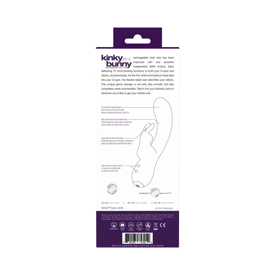 Kinky Bunny Plus Rechargeable Rabbit - Purple by VeDO