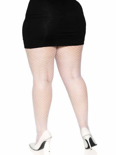 Industrial Net Pantyhose 1x 2x White by Leg Avenue
