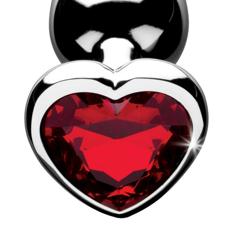 XR Brands Red Heart Gem Anal Plug — Small Aluminum, Red - BTYS-AF633-SMALL