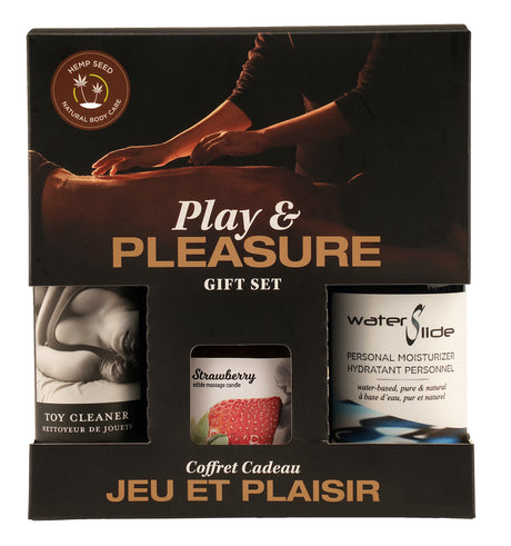 Earthly Body Night Play & Pleasure Gift Set — Strawberry (3-Piece) - EB-HSBN003