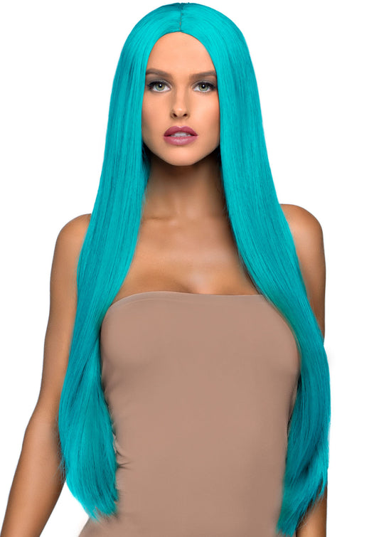 Leg Avenue 33 Inch Long Straight Center-Part Wig, Turquoise - LA-A2864TURQ