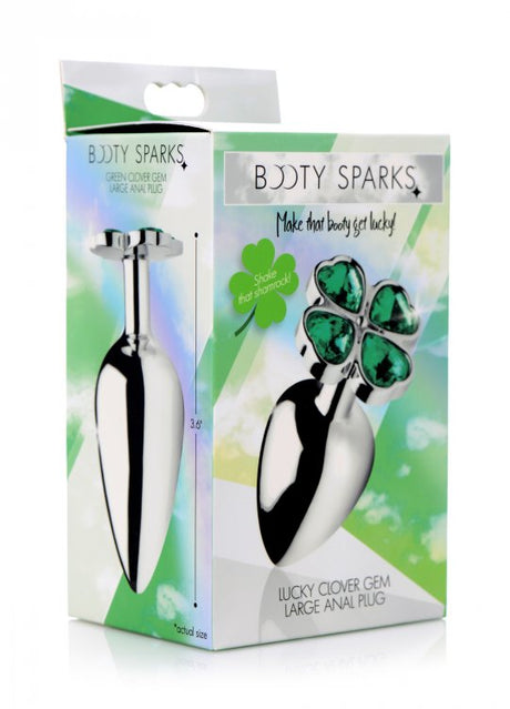 XR Brands Lucky Clover Gem Anal Plug — Large, Metal - BTYS-AG185-LRG
