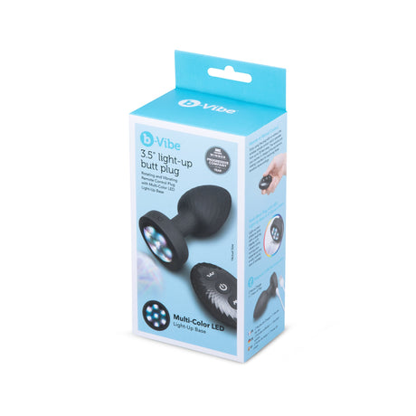 b-Vibe 3.5" Light-Up Butt Plug with Remote — Black - BV4949