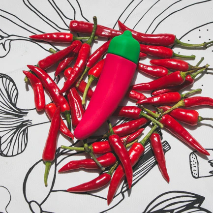 Emojibator Chili Pepper Vibrator — Medical-Grade Silicone, 4.76 in - EM7136