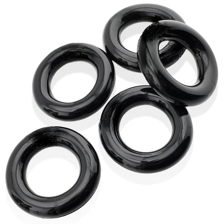 Jacker 5-Stack Five-Pack Tube Super-Strong Cockrings Black