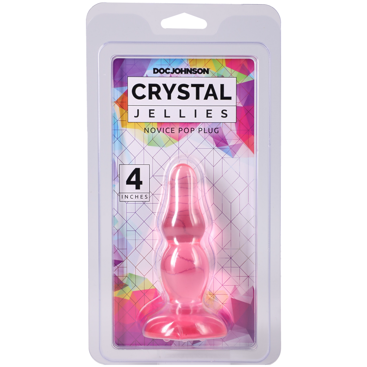Doc Johnson Crystal Jellies Novice Pop Plug — 3.75 in Insertable, Pink - DJ0283-17-CD