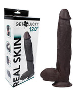 Real Skin 12 Dual Layer Dildo - Dark Brown