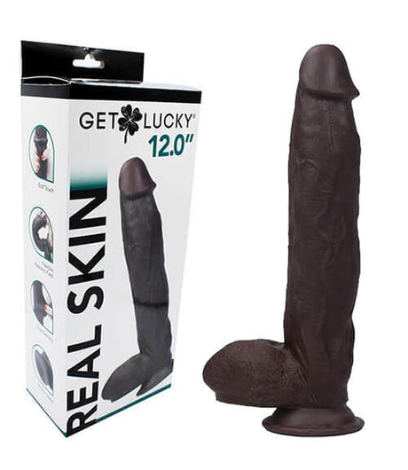 Real Skin 12 Dual Layer Dildo - Dark Brown