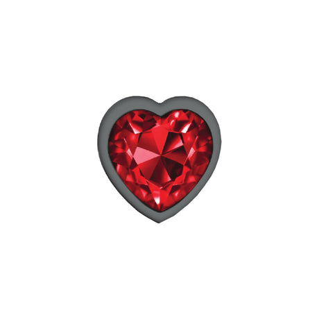 Deep Red Heart Gem Gunmetal Metal Plug - Md