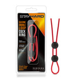 Blush Stay Hard Silicone Double Loop Cock Ring — Red, Adjustable - BL-32098