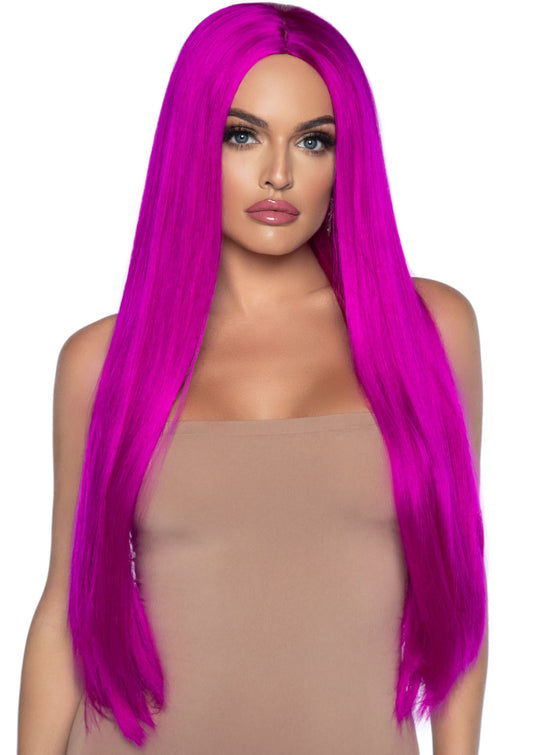Leg Avenue 33-Inch Long Straight Center-Part Wig — Raspberry - LA-A2864RASP
