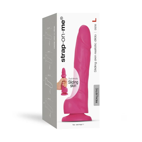 STRAP-ON-ME Sliding Skin Realistic Dildo — L, Fuchsia - SM6411