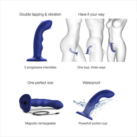 STRAP-ON-ME Tapping Dildo Wave — Night Blue, Double-Tapping - SM7517