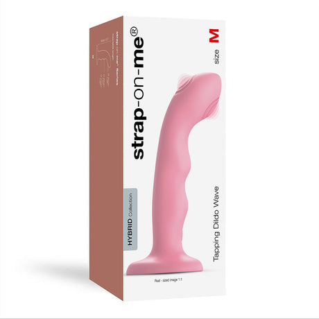 STRAP-ON-ME Tapping Dildo Wave — Double-Tapping Vibrator, Coral Pink - SM7525