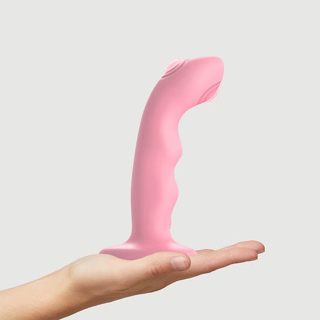 STRAP-ON-ME Tapping Dildo Wave — Double-Tapping Vibrator, Coral Pink - SM7525